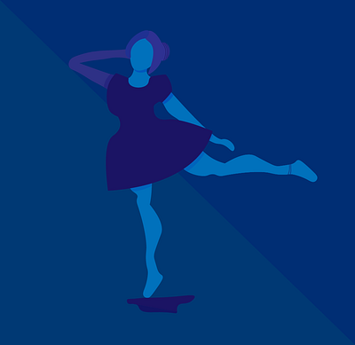 A Study In Blue - No. 3 (Cubist Dancer) :) adobe based of of another desgin bleu blue bun cubist dance dancer dancing design dress illustration illustrator lady shading simple statue study woman