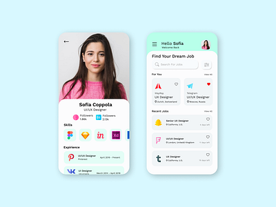 User Profile for a Job Searching App design jobsearch mobile app mobile app design mobile design mobile ui ui uichallenge uidaily uidailychallenge uidesign userprofile