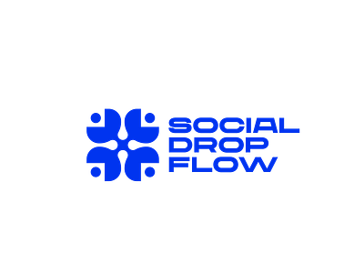 Social Drop Flow logo experiment 3d animation blue branding clean creative design drop elegant flower graphic design illustration logo minimal motion graphics people social society ui vector