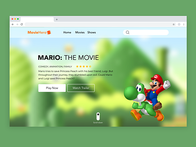 Movie Homepage adobexd design homepage mario movie ui ux web webdesign xddailychallenge