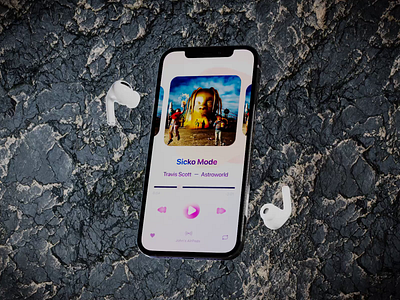 Music Player - Light to Dark Theme 3D Animation 3d 3d animation 3d mockup 3dapp airpods app design blender blender3d dark theme fluid animation ink iphone light theme music player music player ui smoke animation travis scott ui animation