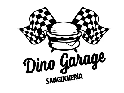 Dino Garage v1 brand brand design brand identity branding cars design flat food hamburger illustration logo racing restaurant vector