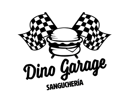 Dino Garage v1 brand brand design brand identity branding cars design flat food hamburger illustration logo racing restaurant vector