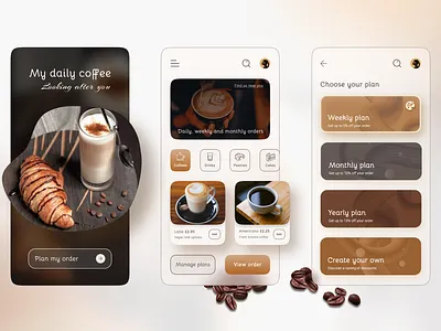 Daily coffee app coffee coffeeshop color palette colors colorscheme design drink ecommerce food food and drink inspiration minimal mobile online order ui uidesign ux uxdesign