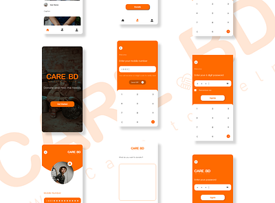 CareBD App Project app design flat graphic design icon logo minimal typography ui ux