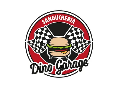 Dino garage v4 brand design brand identity branding cars colors design flat food hamburger illustration logo racing red restaurant