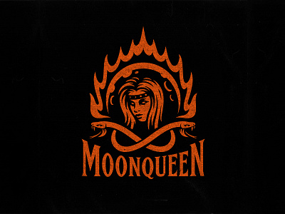 MoonQueen apparel clothing crown dmitry krino fire mascot merch moon moon logo print queen