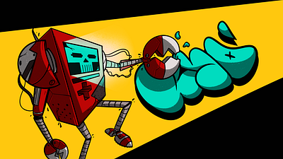 Mr.0_Bot art character design digital graffiti illustration ipadpro photoshop procreate robot