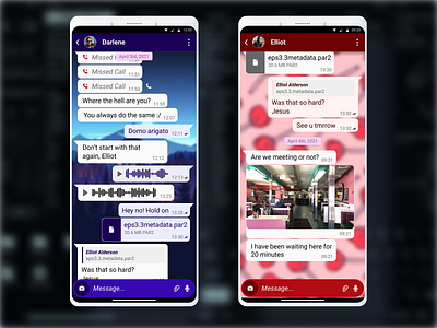 Siblings chat chat app colors conversation dailyui dailyui013 dailyui13 darlene elliot instagram instant messaging message messaging app mrolds mrrobot phone telegram text whatsapp