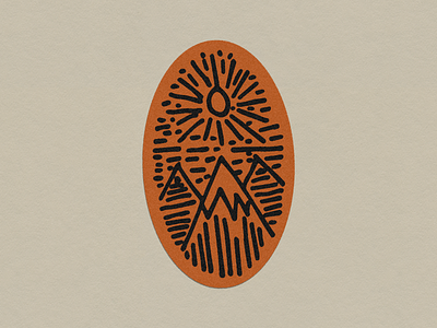 Oval mountain sticker design drawing illustration logo print printmaking risograph woodcut