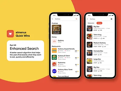 elmenus Quick Wins Part 7 - Enhanced Search elmenus food and drink food app results search