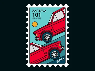 SFRJ Postmark - zastava 101 car minimal minimalist postmark yugoslavia zastava