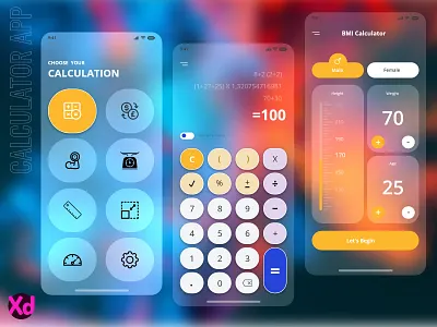 Glassmorphism Calculator App abstract app branding business calculator ui corporate design glassmorphic glassmorphism illustration ios ui ux
