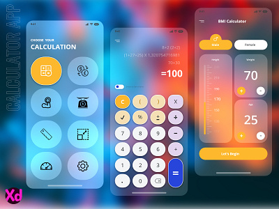 Glassmorphism Calculator App abstract app branding business calculator ui corporate design glassmorphic glassmorphism illustration ios ui ux