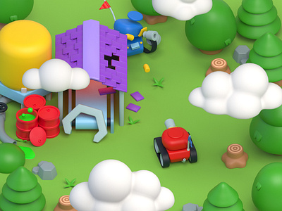 Tiny tanks wars 3d 3dmodel arnold arnoldrender c4d cinema4d cute factory game game design gameplay illustraion lowpoly render small supercell tank tanks tiny war