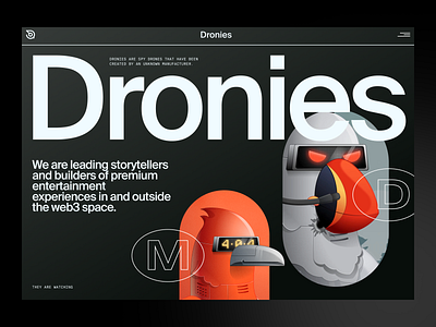 Dronies web concept birds blockchain branding crypto dronies droniesnft hero illustration nft robots solana typography unfold web design