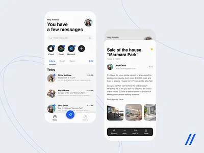 E-mail Client App android app animation app app design design design ui email inbox interaction interface ios app letter mail mobile motion ui uiux user experience user interface ux
