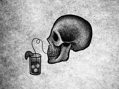 Sipping Skull drawing illustration skull