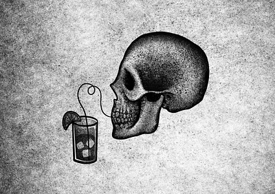 Sipping Skull drawing illustration skull