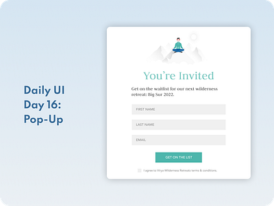 Waiting list pop-up dailyui design illustration ui ui ux ui design uidesign uiux website website design