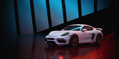 Porsche 718 Cayman GT4 CGI 2d 3dsmax automotive car corona rendering