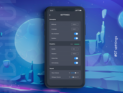 Daily UI #07 - Settings dailyui dailyuichallenge dark mode design game settings ui ux