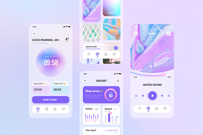 Sleep App app chart design galss interface music ui