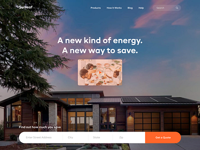 Sunleaf Homepage flat landingpage simple solar ui