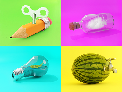 Unusual Objects 3d blender experimenting illustration