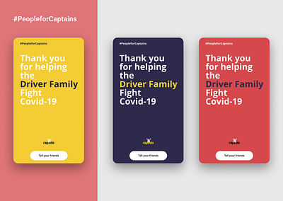 Thank you for helping the driver family - #peopleforCaptains branding cards color covid covid19 design donation driver app friends graphics health help millennial partner shares thank you card ui