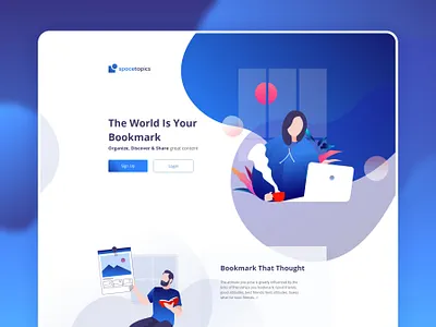 Article Bookmark Landing Page Design app app design article articles blog bookmark character dark design filter illustration minimal mobile product design profile read typography ui website