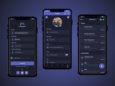 Marasym Event App checklist design event event app event management event mangement invitation ui ui design uiux ux web design