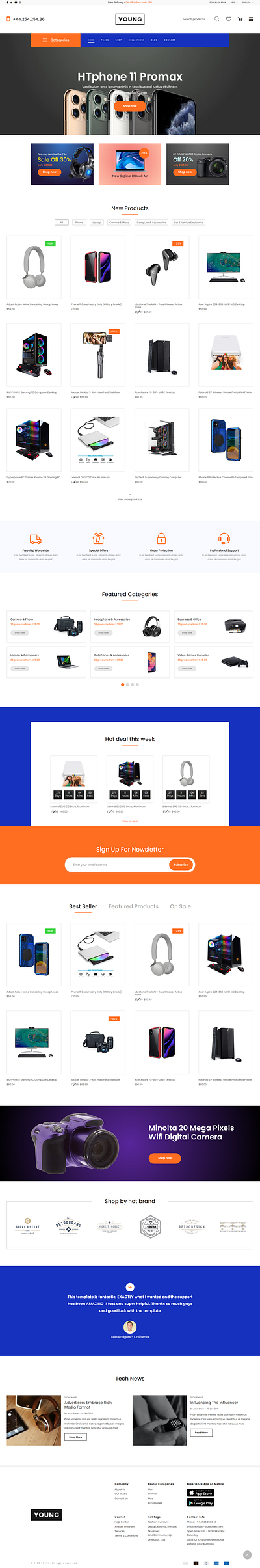 Young Multipurpose eCommerce HTML Template book cake electronic fashion flower furniture handmade kids modern organic pet responsive html