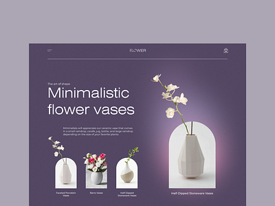 Inspirational Concept Flower Vases Shop ceramics design ecommerce landing page minimal typography ui vases web website