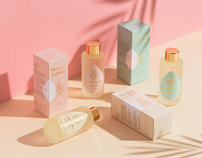 Moujan Lusso - Packaging Design beauty body oil box design branding clean cosmetics gold foil holistic identity logo design luxury natural pastel colors skincare skincare packaging sustainable