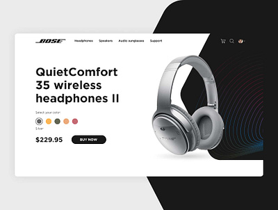 Headphones product page and mobile app black bose figma figma design headphones landing page landingpage mobile app product page tomas zubrik tomweb waves web design website