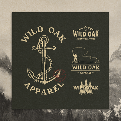 Wild Oak Apparel apparel design artwork brand brand design branding clothing design design graphic design logo mountains outdoors vintage woods