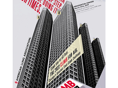 Climb For Healthy Lungs advertising art direction branding chicago climb design dizzying edge events fundraiser graphic design lung association perspective poster print print ad towers typography