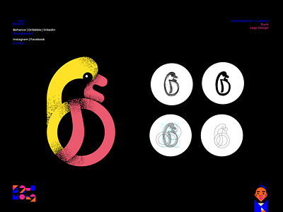 D Duck animal color d design duck duck logo goldenratio icon logo logo design logodesign logos logotype monogram pink sketch symbol icon type yellow