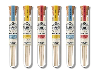 Wolf Mountain Naturals Pre-rolls design branding cannabis design hemp joint label marijuana packaging pre roll preroll retro tube vintage