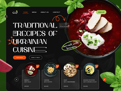 Landing Page for Ukrainian Cuisine🇺🇦🍲 borsch cuisine design food food delivery graphic design landing page soup trend ui uiux web website