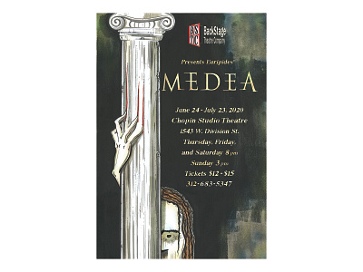 Illustrated Poster for Theater Production art direction dark designer graphic design hand done illustration manipulation medea organic painting postcard poster spooky stage theater typography