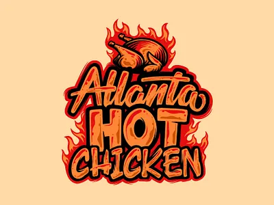 Atlanta Hot Chicken brand business chicken eat food hot lettering logo logodesign restaurant typography vector