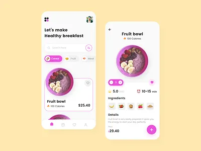 Food App app food food and drink food app mobile pink popular trend ui ui ux design uidesign uiux ux