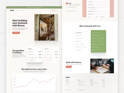 Renno Contractors Page clean design digital flat homepage marketing minimal renno simple typography ui ux web website