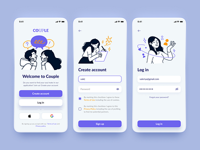 Registration pages app application button checkboxes create account form input interface log in log out logo product design registration sign in sign up ui valeriya pohil