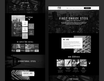 First Choice Steel - (Light) Devs Melbourne black black and white brand identity construction construction website dark theme ui dark ui homepage design landing page landing page design modern design ui design ux web design