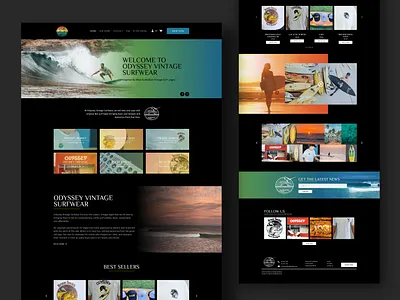 Odyssey Vintage Surf wear - Dark (Devs Melbourne) branding dark theme ui identity identity design landing page landing page design modern design simple design surf surfing ui ui design ux vintage web design