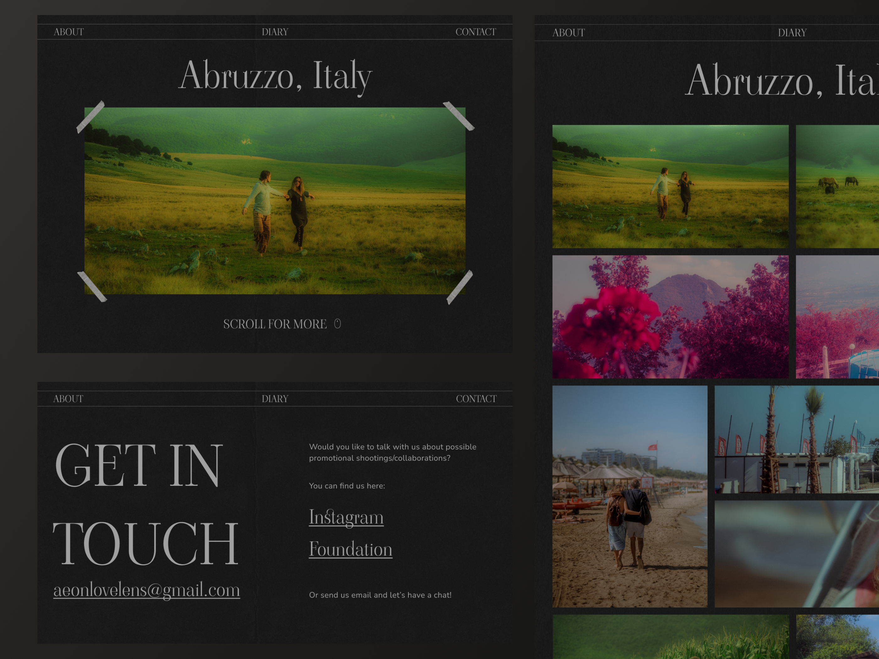 Aeon Love Lens - Photographer's Website & Motion Design adventure animation art direction branding cinematic creative design diary figma motion design motion graphics photography portfolio travel ui user interface ux web webdesign website