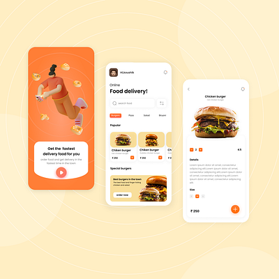 Food app Design animation app branding burger design food app minimal typography ui ux web